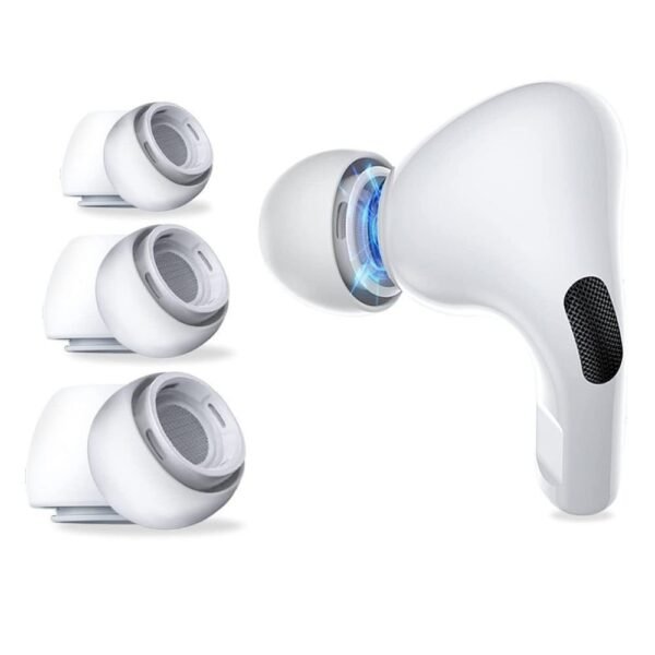 6 броя силиконови тапи за Apple AirPods Pro, AirPods Pro 2 - Techsuit AirPods Pro Silicone Eartips (бял)