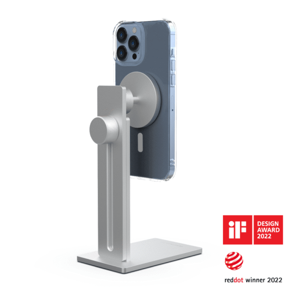 Алуминиева поставка за бюро за iPhone и други устройства с MagSafe функционалност - JustMobile AluDisc Pro MagSafe Stand (сребрист)