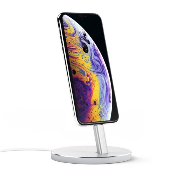 Алуминиева повдигаща поставка за iPhone с Lightning порт - Satechi Aluminum Lightning Charging Stand (сребрист)