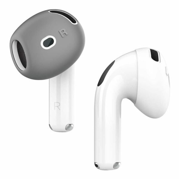 Антибактериални силиконови калъфчета за Apple AirPods 4 (4 броя) - Elago AirPods 4 Secure Fit (бял-сив)