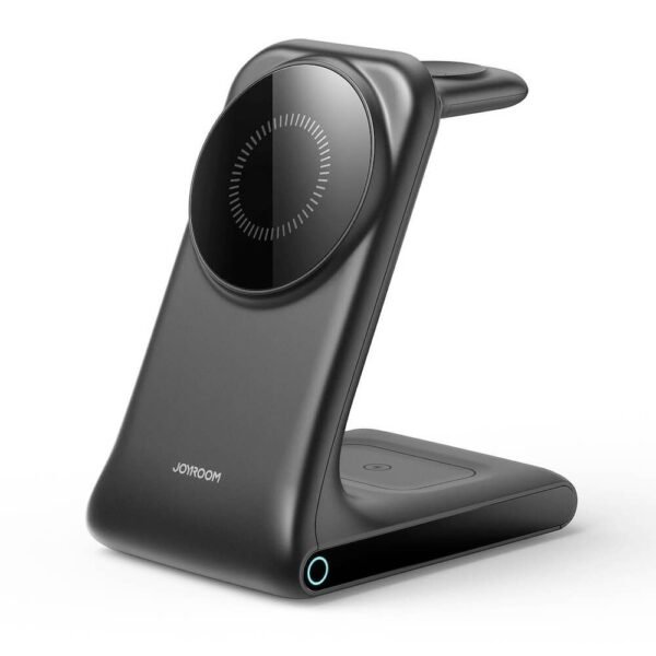 Joyroom 3-in-1 Inductive Wireless Charging Station- сгъваема тройна поставка (пад) за безжично зареждане за iPhone с Magsafe, Apple Watch и AirPods (тъмносив)