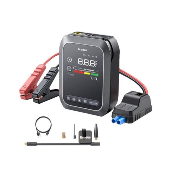 Kачествена външна батерия 7800mAh, фенер, JumpStarter и компресор за автомобил - Baseus PrimeTrip Super Energy 4in1 Power Bank with Jump Starter and Compressor 7800mAh 1200A...