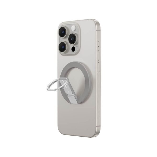Магнитен пръстен против изпускане, с поставка, съвместим с MagSafe за iPhone и други смартфони - AmazingThing Titan Mag Magnetic Ring Stand (сив)