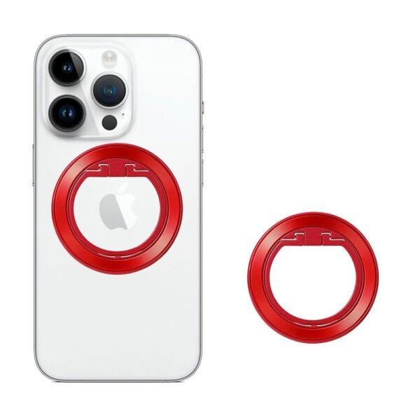 Магнитен пръстен с поставка за прикрепяне към iPhone с MagSafe (червен) - Techsuit MagSafe Phone Ring Holder