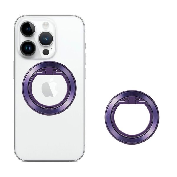 Магнитен пръстен с поставка за прикрепяне към iPhone с MagSafe (лилав) - Techsuit MagSafe Phone Ring Holder