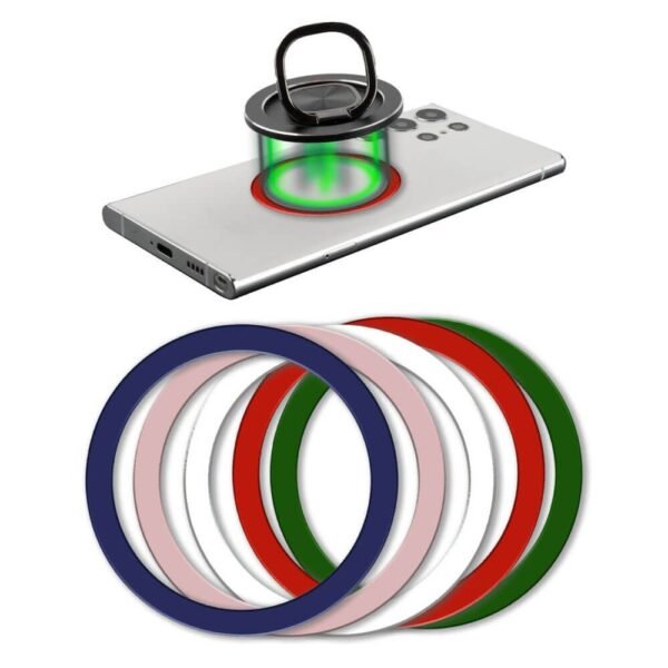 Магнитен пръстен за смартфони и кейсове, съвместим с MagSafe аксесоари - 4smarts UltiMag Colour Metal Ring Magnetic Ring Set (5 броя)