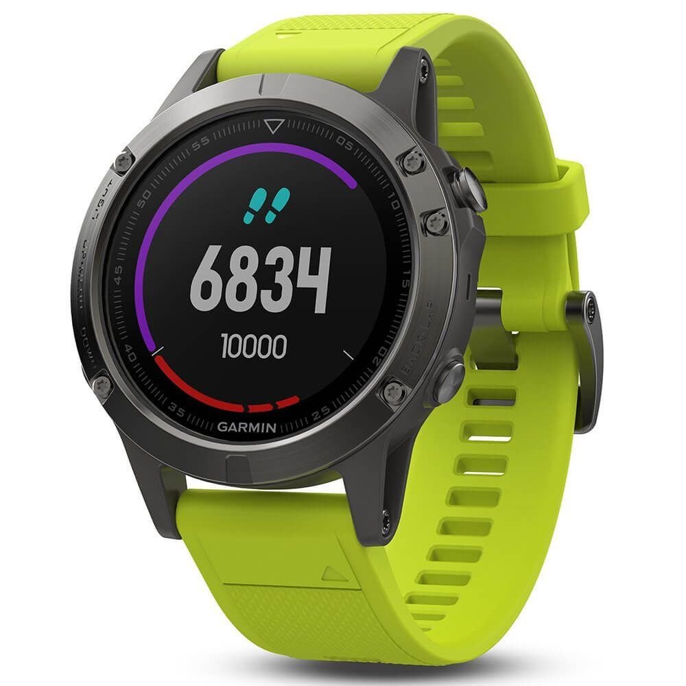 Мултиспорт GPS спортен часовник - Garmin Fenix 5 (сив с жълта каишка)