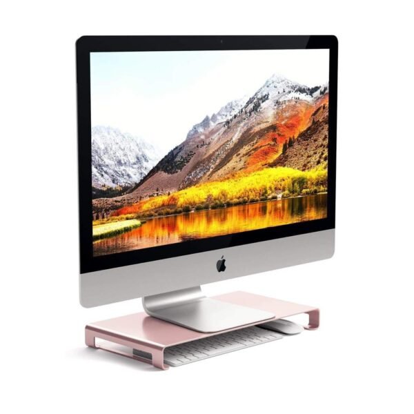 Настолна алуминиева поставка за монитори, MacBook и лаптопи - Satechi Aluminium Monitor Stand (розово злато)