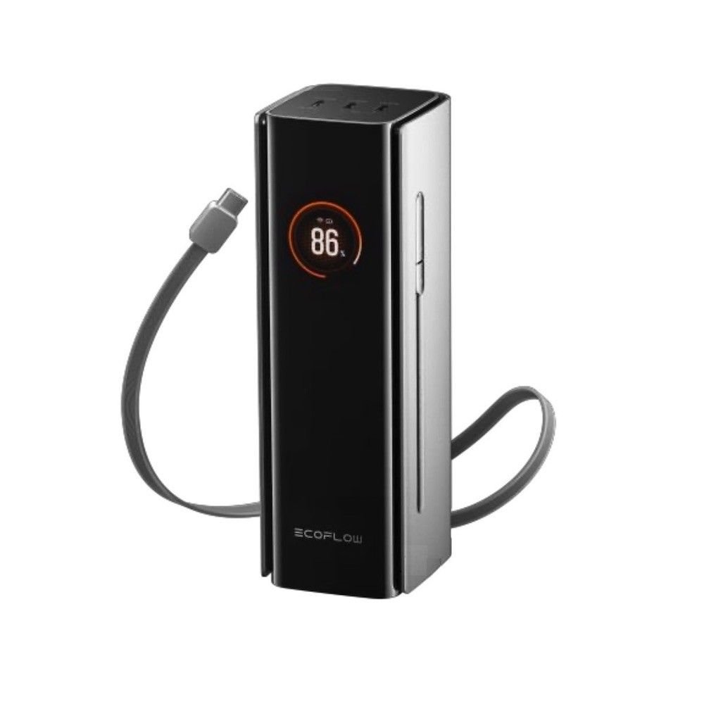 Преносима външна батерия с 3xUSB-C изходи и вграден USB-C кабел - EcoFlow Rapid Pro Power Bank 27650 mAh 300W With Build-in USB-C Cable (сив)
