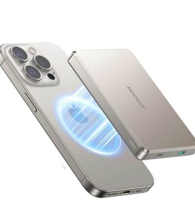 Преносима външна батерия с Lightning порт, USB-C изход и безжично зареждане с MagSafe - Joyroom Ultra Slim Magnetic Wireless Quick Charging Power Bank 10000 mAh 20W (титан)