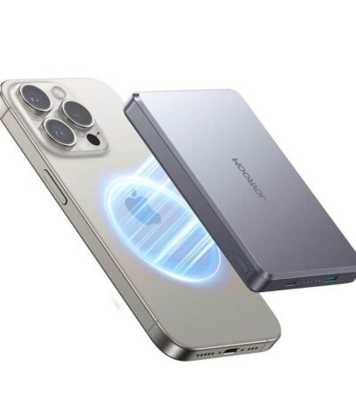 Преносима външна батерия с Lightning порт, USB-C изход и безжично зареждане с MagSafe - Joyroom Ultra Slim Magnetic Wireless Quick Charging Power Bank 10000 mAh 20W (сив)