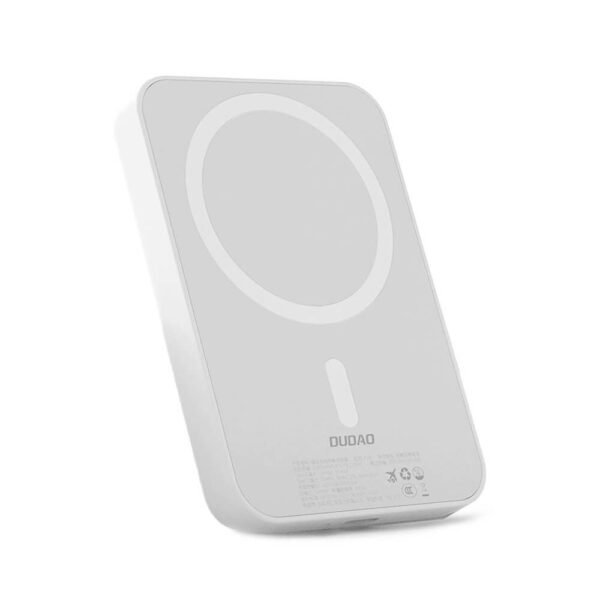 Преносима външна батерия с USB-C порт и безжично зареждане с MagSafe - Dudao Magnetic Wireless Charging Power Bank 10000 mAh 20W (бял)