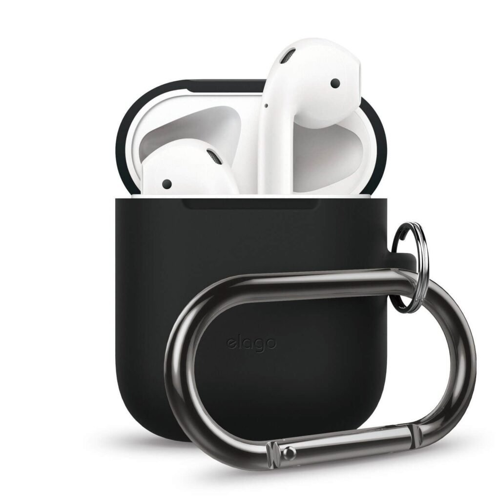 Силиконов калъф с карабинер за Apple Airpods - Elago Airpods Silicone Hang Case (черен)