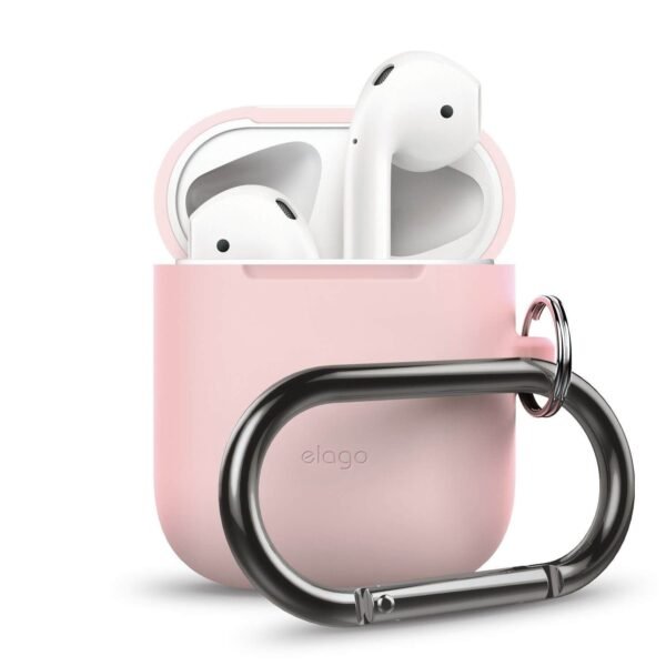 Силиконов калъф с карабинер за Apple Airpods - Elago Airpods Silicone Hang Case (розов)