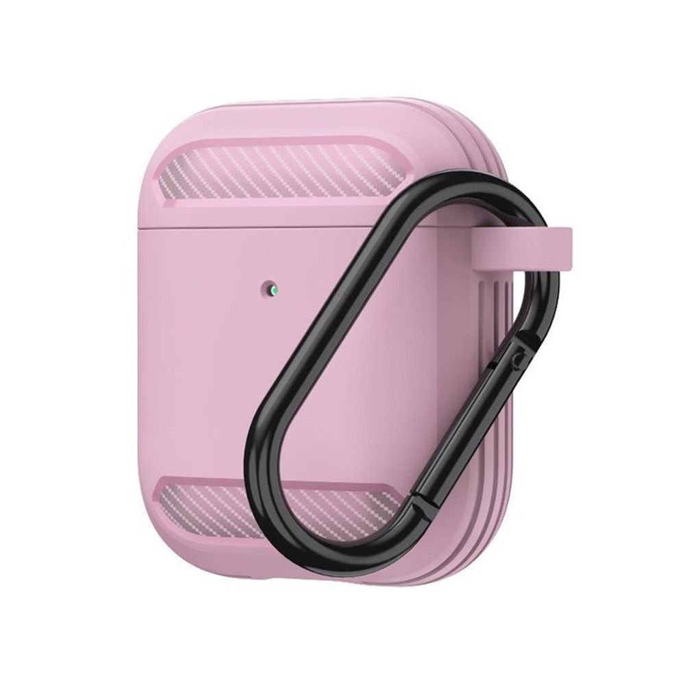 Силиконов калъф с карабинер за Apple AirPods и Apple AirPods 2 (розов) - Techsuit Carbon Silicone Case