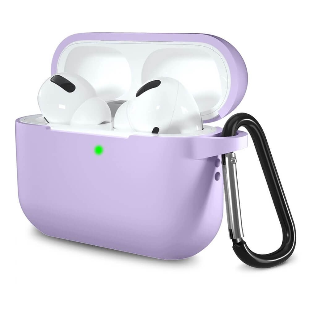 Силиконов калъф с карабинер за Apple Airpods Pro 2, AirPods Pro (лилав) - Techsuit Silicone Case