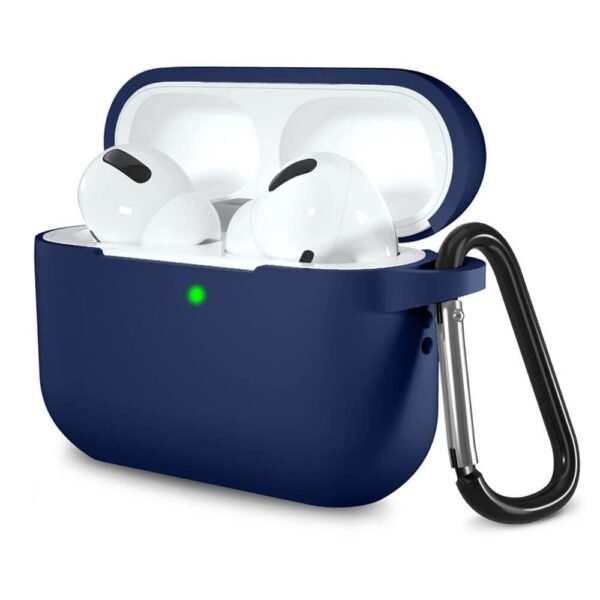 Силиконов калъф с карабинер за Apple Airpods Pro 2, AirPods Pro (тъмносин) - Techsuit Silicone Case