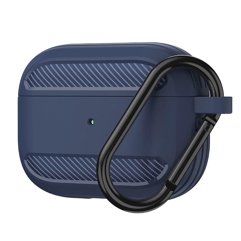 Силиконов калъф с карабинер за Apple Airpods Pro 2, AirPods Pro (тъмносин) - Techsuit Carbon Silicone Case