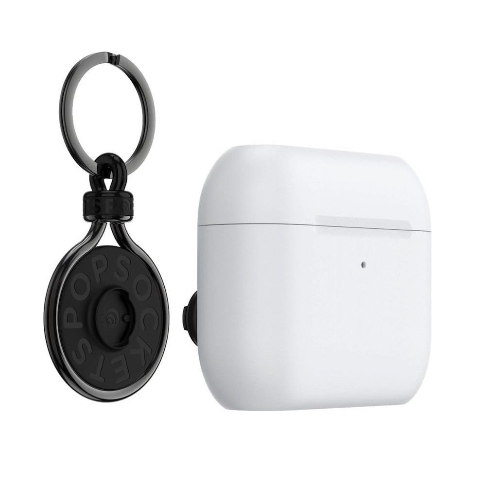 Силиконов (TPU) калъф и ключодържател за два броя Popsockets - Popsockets AirPods Case With PopChain Plastic Keychain (бял-черен)