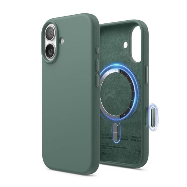 Силиконов (TPU) калъф с MagSafe за iPhone 17 - Elago Magnetic Soft Silicone Case (тъмнозелен)