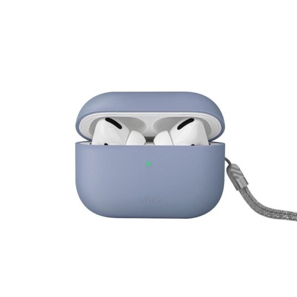 Силиконов (TPU) калъф с връзка за ръка за Apple AirPods Pro 2 - Uniq AirPods Pro 2 Lino Silicone Case (син)
