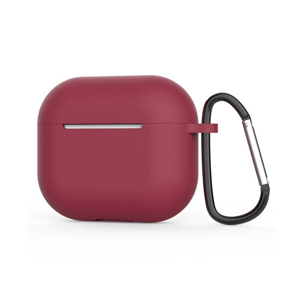 Тънък силиконов калъф с карабинер за Apple Airpods 4 (бордо) - Techsuit Silicone Case