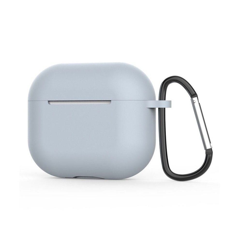 Тънък силиконов калъф с карабинер за Apple Airpods 4 (сив) - Techsuit Silicone Case