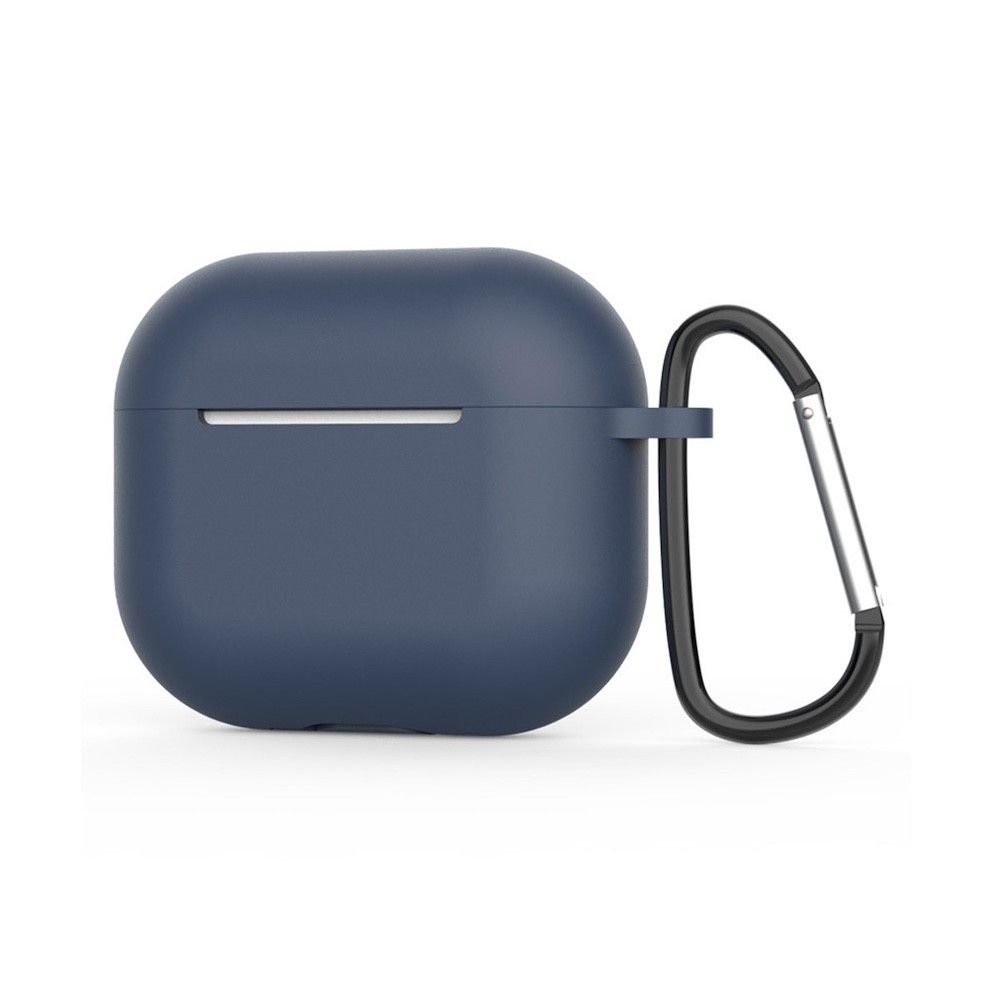 Тънък силиконов калъф с карабинер за Apple Airpods 4 (тъмносин) - Techsuit Silicone Case