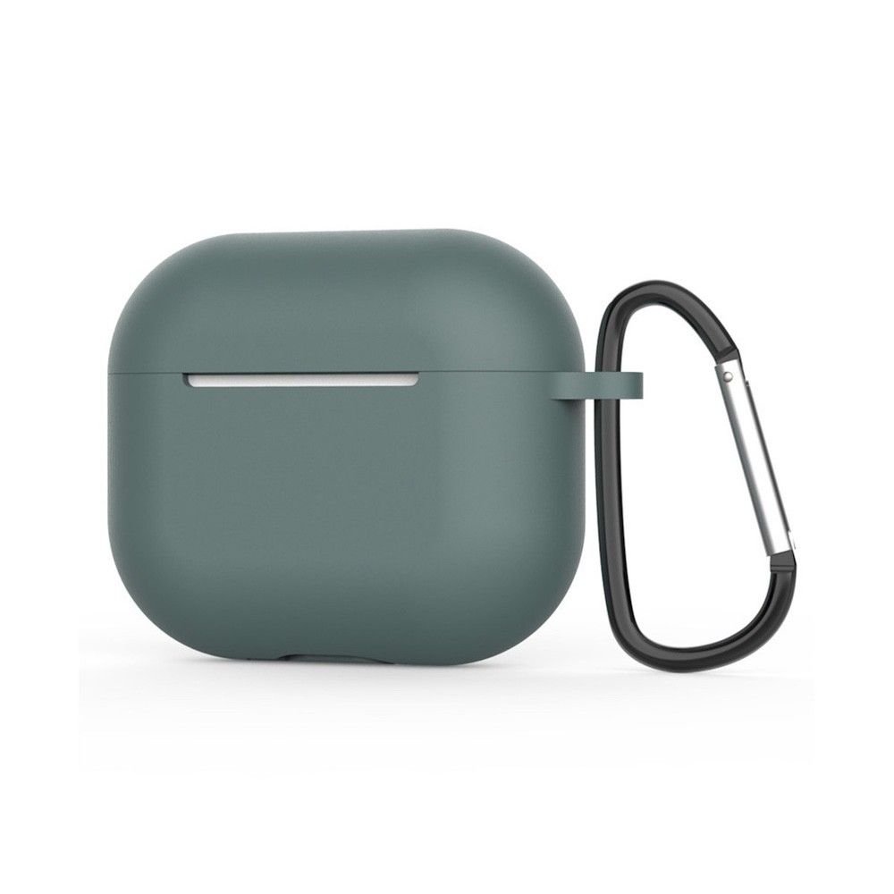 Тънък силиконов калъф с карабинер за Apple Airpods 4 (зелен) - Techsuit Silicone Case