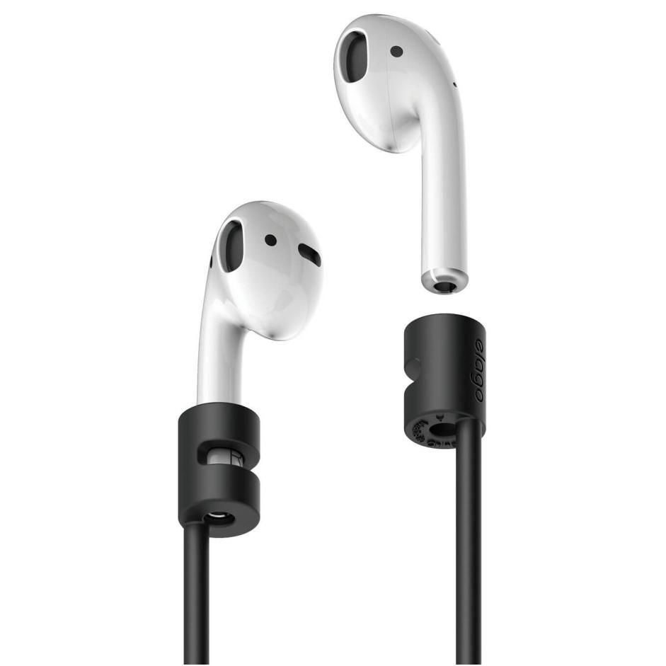 Тънко силиконово въженце за безжични слушалки Apple AirPods - Elago AirPods Strap (черен)