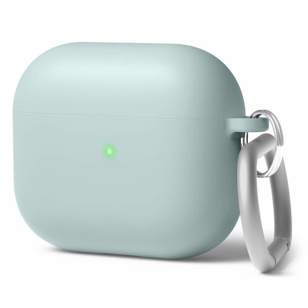 Твърд силиконов кейс с карабинер за Apple AirPods 3 - Elago AirPods 3 Liquid Hybrid Hang Case (зелен)