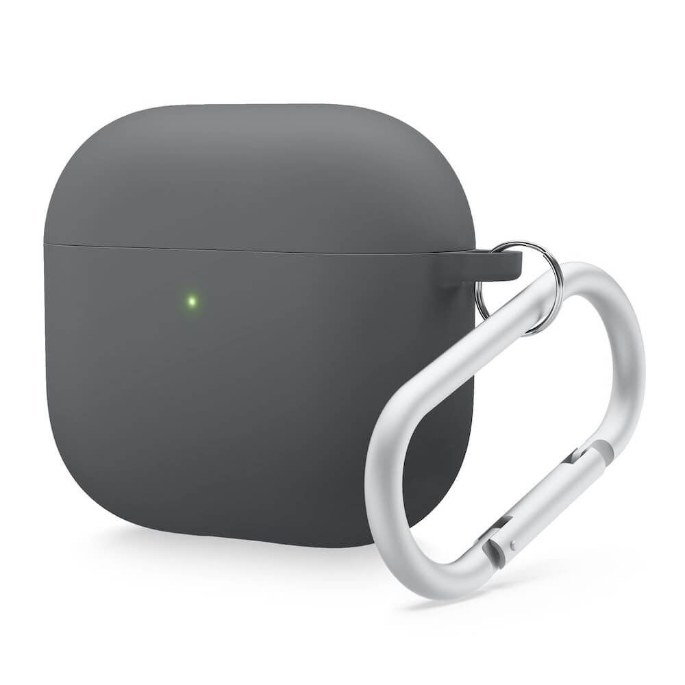 Твърд силиконов кейс с карабинер за Apple AirPods 4 - Elago AirPods 4 Liquid Hybrid Hang Case (черен)