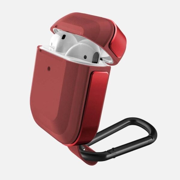 Удароустойчив кейс с карабинер за Apple Airpods - XDoria Defense Trek for AirPods (червен)