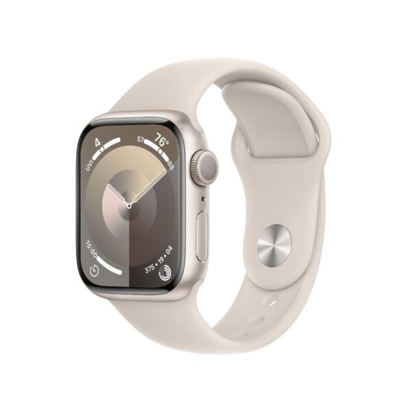 Умен часовник от Apple - Apple Watch Series 9 GPS, 41mm Starlight Aluminium Case with Starlight Sport Band S/M