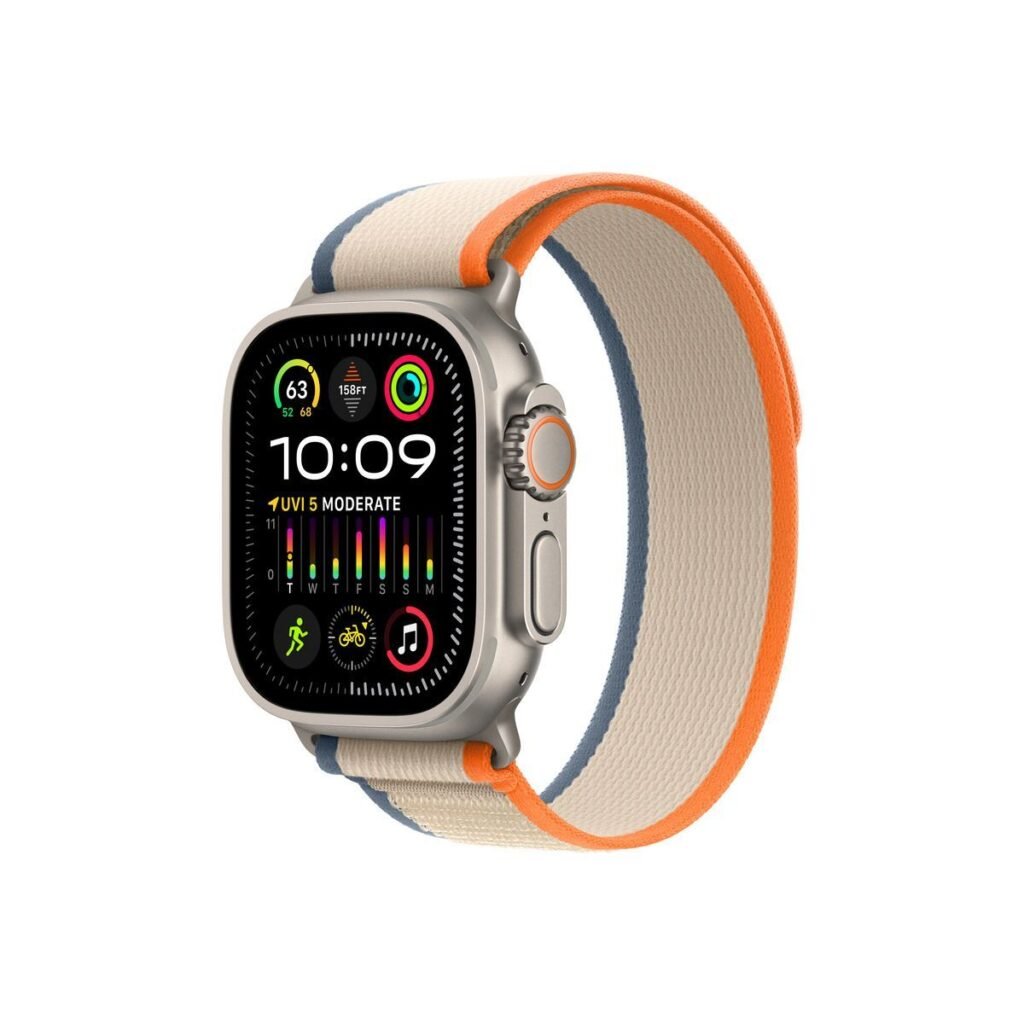 Умен часовник от Apple - Apple Watch Ultra 2 Cellular, 49mm Titanium Case with Orange/Beige Trail Loop M/L