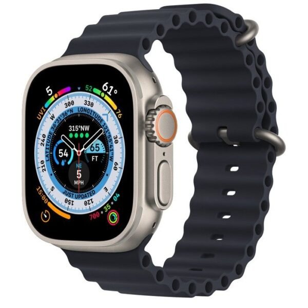 Умен часовник от Apple - Apple Watch Ultra Cellular, 49mm Titanium Case with Midnight Ocean Band (разопакован продукт)