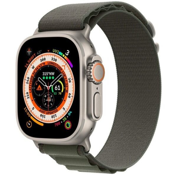 Умен часовник от Apple - Apple Watch Ultra Cellular, 49mm Titanium Case with Green Alpine Loop Medium