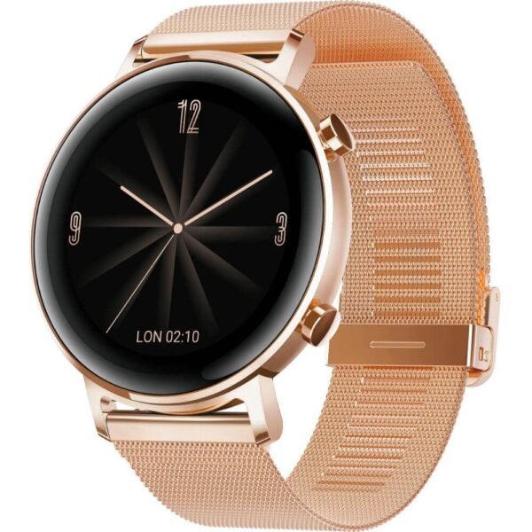 Умен часовник с GPS за Android и iOS - Huawei Watch GT 2 Diana B19B Elegant Edition 42 mm (златист-стоманена каишка)