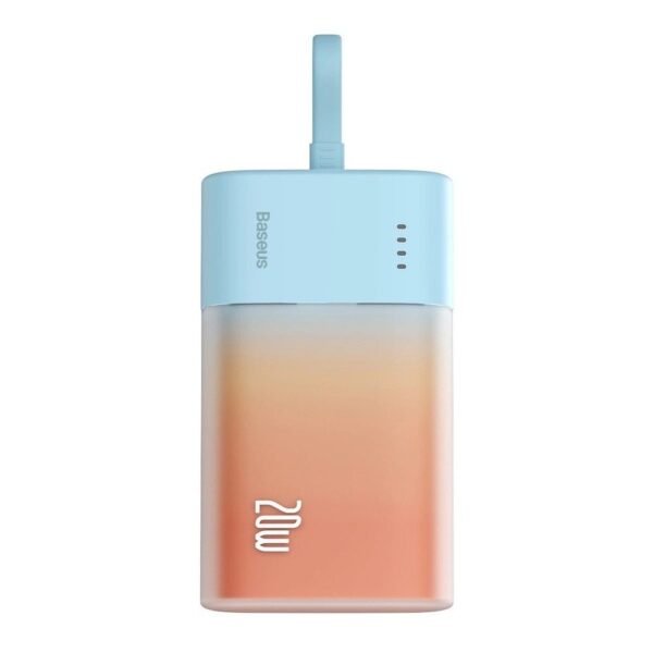 Външна батерия 10000 mAh с вграден Lightning кабел и USB-C порт - Baseus Popsicle Power Bank with Lightning Cable 20W 5200mAh (син-оранжев)