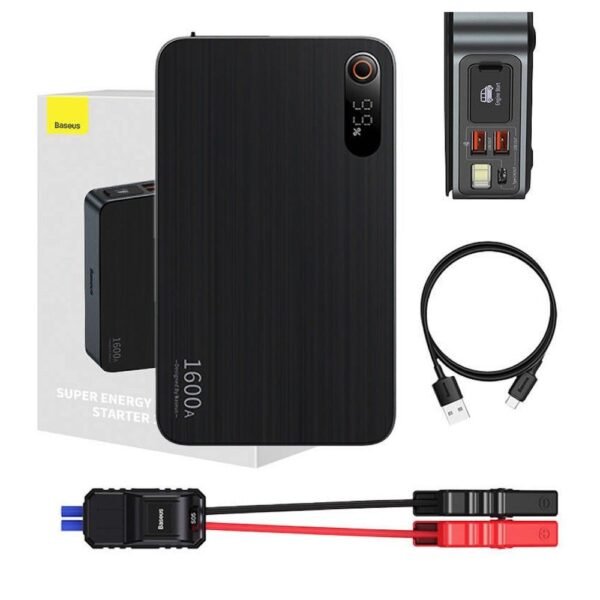 Външна батерия 16000 mAh с фенер и JumpStarter за автомобил - Baseus Super Energy Pro Plus Car Jump Starter 16000 mAh (CGNL070001) (черен)