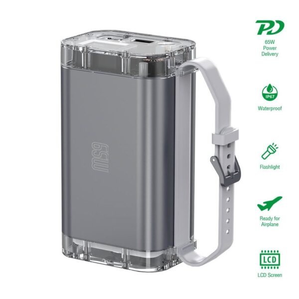 Външна батерия с 1xUSB-A, 2xUSB-C и технология за бързо зареждане - 4smarts Power Bank Lucid Air 26800 mAh 65W (черен)