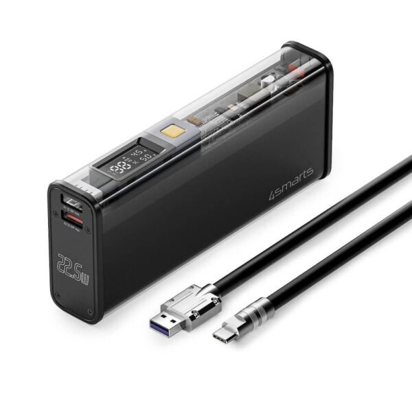 Външна батерия с 2xUSB-A, 1xUSB-C и 1xLightning портове с технология за бързо зареждане - 4smarts Power Bank Lucid Block 18000 mAh 22.5W (черен)