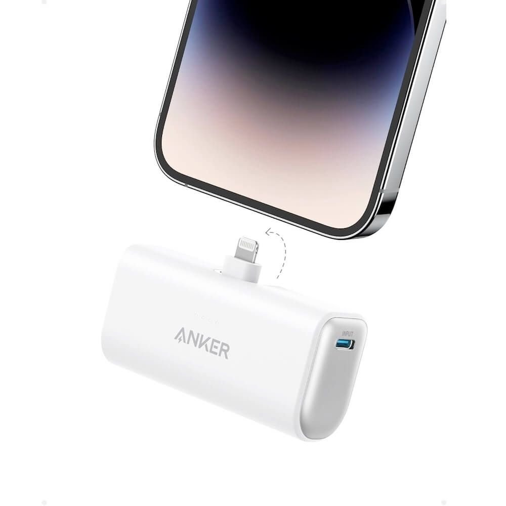 Външна батерия с Lightning конектор - Anker 621 Nano Powerbank With Lightning Connector 5000mAh 12W With MFi (бял)