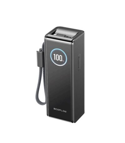 Външна батерия с вградени 2xUSB-C кабели и USB-C, USB-A портове и технология за бързо зареждане - EcoFlow Rapid Power Bank With Built-In Retractable Cables 25000 mAh 170W (черен)