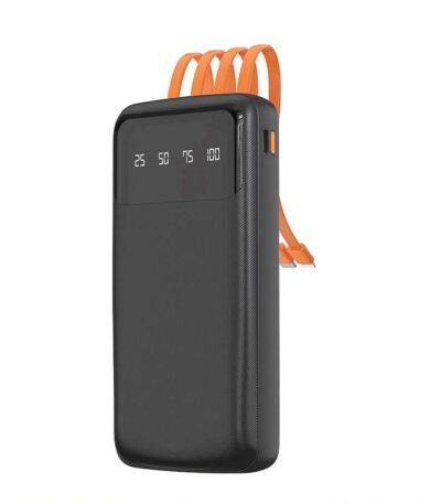 Външна батерия с вградени USB-A, USB-C, Lightning и microUSB кабели - Dudao K6Pro Universal Power Bank 10000 mAh (черен)