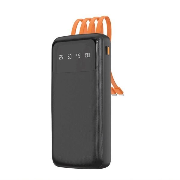 Външна батерия с вградени USB-A, USB-C, Lightning и microUSB кабели - Dudao K6Pro Universal Power Bank 10000 mAh (черен)