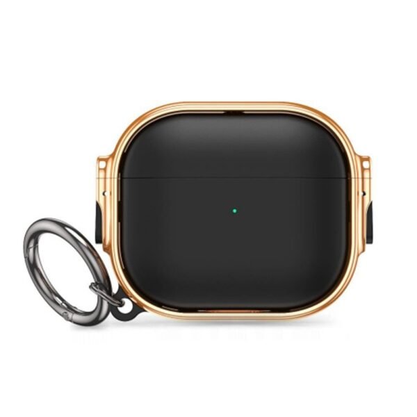 Хибриден удароустойчив кейс с карабинер за Apple Airpods Pro, Airpods Pro 2 - Tech-Protect Rough Lux Hybrid Case (черен-розово злато)